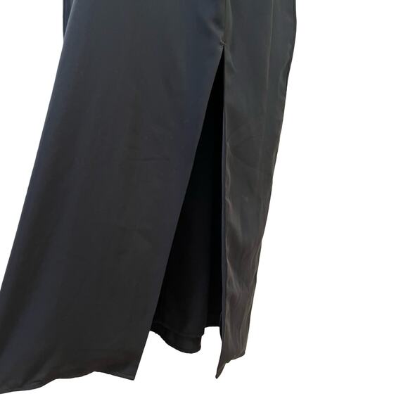 Abercrombie & Fitch Cinched V Neck Slip Midi Dress Size L Black Side Slit Gothic - Picture 4 of 7